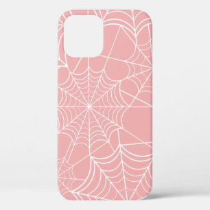 パステルピンクのハロウィンスパイダーウェブ iPhone 12ケース
