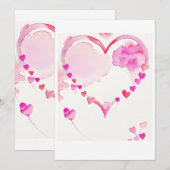 パステルピンクのハートのガーランド, バレンタインデーの装飾 シーズンカード (正面/裏面)