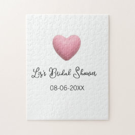 パステルピンクのハート レトロ ブライダルシャワー デート ボヘミアンテイスト ジグソーパズル