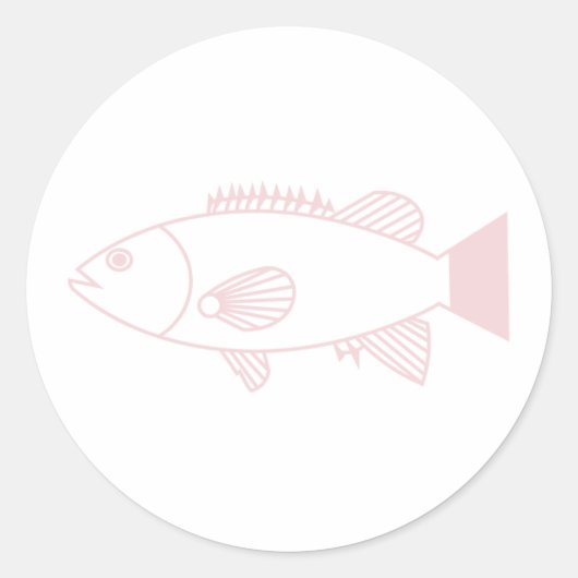 パステルピンクのバスグローパーフィッシュのオンホワイト ラウンドシール (正面)