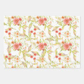 パステルピンクのバラと緑の葉のセット ラッピングペーパーシート (正面3)