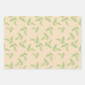 パステルピンクのバラと緑の葉のセット ラッピングペーパーシート (正面2)