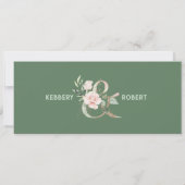 パステルピンクのバラのウェディングフレームメニュー 招待状 (裏面)