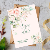 パステルピンクのバラのウェディングフレーム 招待状