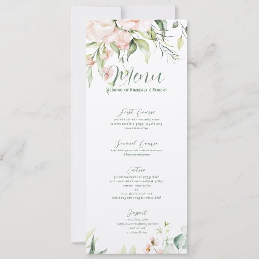 パステルピンクのバラのウェディングフレーム 招待状 (正面)