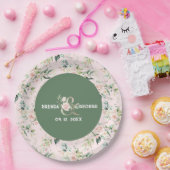 パステルピンクのバラの水色シームレスパターンパップ ペーパープレート (パーティー)