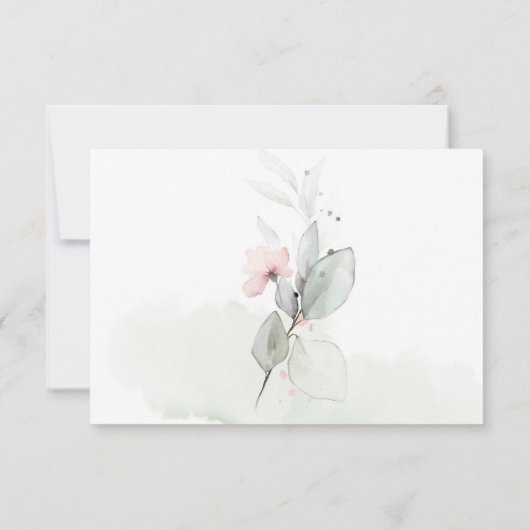 パステルピンクのバラ 淡い緑の葉 花の世界への RSVP (裏面)