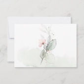 パステルピンクのバラ 淡い緑の葉 花の招待 出欠カード (裏面)