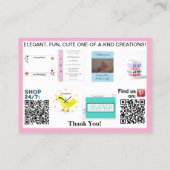 パステルピンクのビジネス写真QRコード3.5 x 2.5 名刺 (裏面)