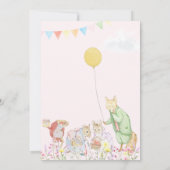 パステルピンクのピーターうさぎの友達ベビーシャワー 招待状 (裏面)