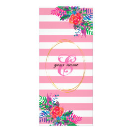 パステルピンクのフローラをパーソナライズストライプする ラックカード
