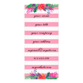 パステルピンクのフローラをパーソナライズストライプする ラックカード (裏面)
