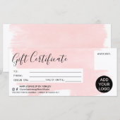 パステルピンクのブラシストロークギフト券のロゴ (正面/裏面)