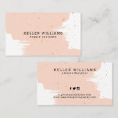 パステルピンクのブラシストロークモダンデザイン 名刺 (正面/裏面)