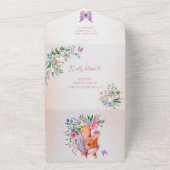 パステルピンクのベビー馬すべて1つの赤ちゃんシャワー オールインワン招待状 (外側)