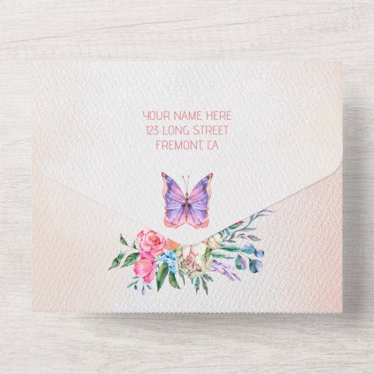 パステルピンクのベビー馬すべて1つの赤ちゃんシャワー オールインワン招待状 (裏面)