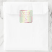 パステルピンクのホログラフィック材料ラベル スクエアシール (バッグ)