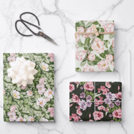 パステルピンクのマグノリアローズ ラッピングペーパーシート