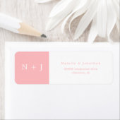 パステルピンクのミニマリスト新郎新婦イニシャル ラベル (インサイチュ)