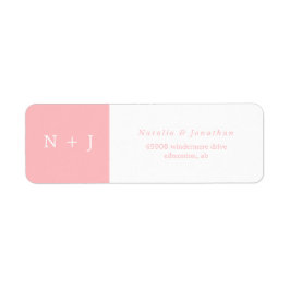 パステルピンクのミニマリスト新郎新婦イニシャル ラベル