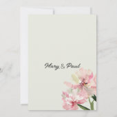 パステルピンクのミントグリーンの水の色の花結婚の色 招待状 (裏面)
