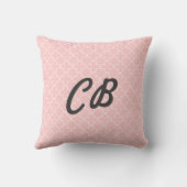 パステルピンクのモノグラム四葉模様枕 クッション (裏面)