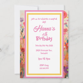 パステルピンクのユニコーン折り紙グリーティング 招待状