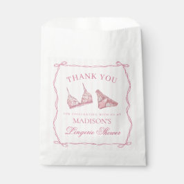 パステルピンクのランジェリーシャワー ブライズメイドパーティー スイーツ フェイバーバッグ