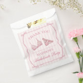 パステルピンクのランジェリーシャワー ブライズメイドパーティー スイーツ フェイバーバッグ (封をした状態)