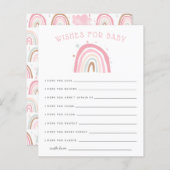 パステルピンクのレインボーシャワーの願いベビーカード (正面/裏面)
