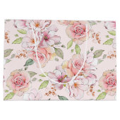 パステルピンクのヴィンテージバラパターン ラージペーパーバッグ (裏面)