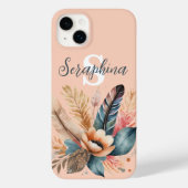 パステルピンクの上品な花柄モノグラム入り Case-Mate iPhoneケース (裏面)