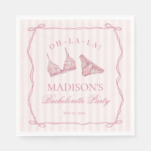 パステルピンクの下着シャワーバチェロレッテパーティー スタンダードランチョンナプキン (正面)