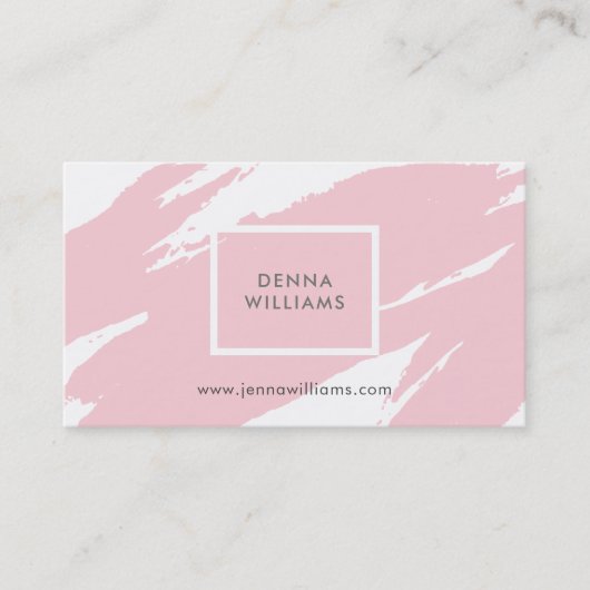 パステルピンクの乱雑な筆跡 名刺 (正面)