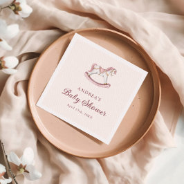 パステルピンクの可愛いカルーセルガールベビーシャワー スタンダードカクテルナプキン