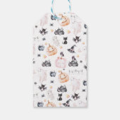 パステルピンクの女の子のハロウィンお誕生日 ギフトタグ (裏面)
