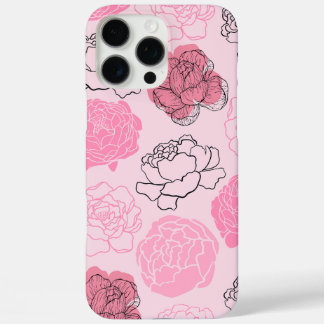 パステルピンクの審美牡丹の花の模様ケース iPhone 16 PRO MAXケース