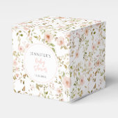 パステルピンクの小さな野生の花の赤ちゃん女の子シャワー フェイバーボックス (正面サイド)