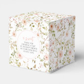 パステルピンクの小さな野生の花の赤ちゃん女の子シャワー フェイバーボックス (裏面サイド)