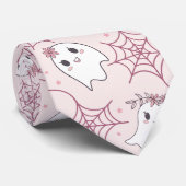 パステルピンクの幽霊ハロウィン可愛いパターン ネクタイ (ロール)
