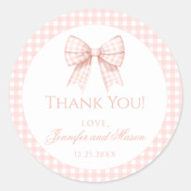 パステルピンクの弓ジンガムの赤ちゃん感謝していシャワーあなた