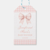 パステルピンクの弓ベビーシャワー感謝していユーメッセージカード ギフトタグ (正面)