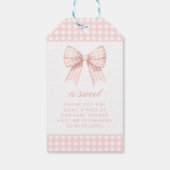 パステルピンクの弓ベビーシャワー感謝していユーメッセージカード ギフトタグ (裏面)