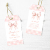 パステルピンクの弓ベビーシャワー感謝していユーメッセージカード ギフトタグ
