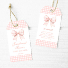 パステルピンクの弓ベビーシャワー感謝していユーメッセージカード ギフトタグ