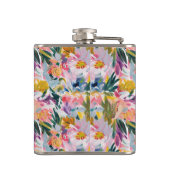 パステルピンクの抽象的な花の結婚式のイニシャル フラスク (裏面)