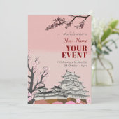 パステルピンクの日本花 招待状 (スタンド正面)