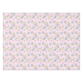 パステルピンクの月、星、雲のパターン テーブルクロス (正面(横))