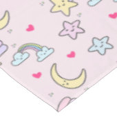 パステルピンクの月、星、雲のパターン テーブルクロス (アングル)