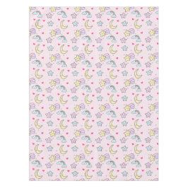 パステルピンクの月、星、雲のパターン テーブルクロス